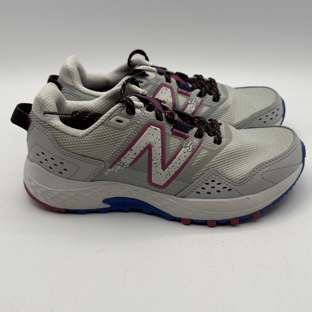 New Balance 410v8 Trail Running Shoes Womens Size 5.5 Grey Blue Purple WT410LR8